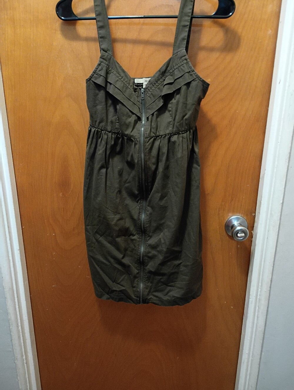 BeBop Olive Green Zip-Front Mini Dress